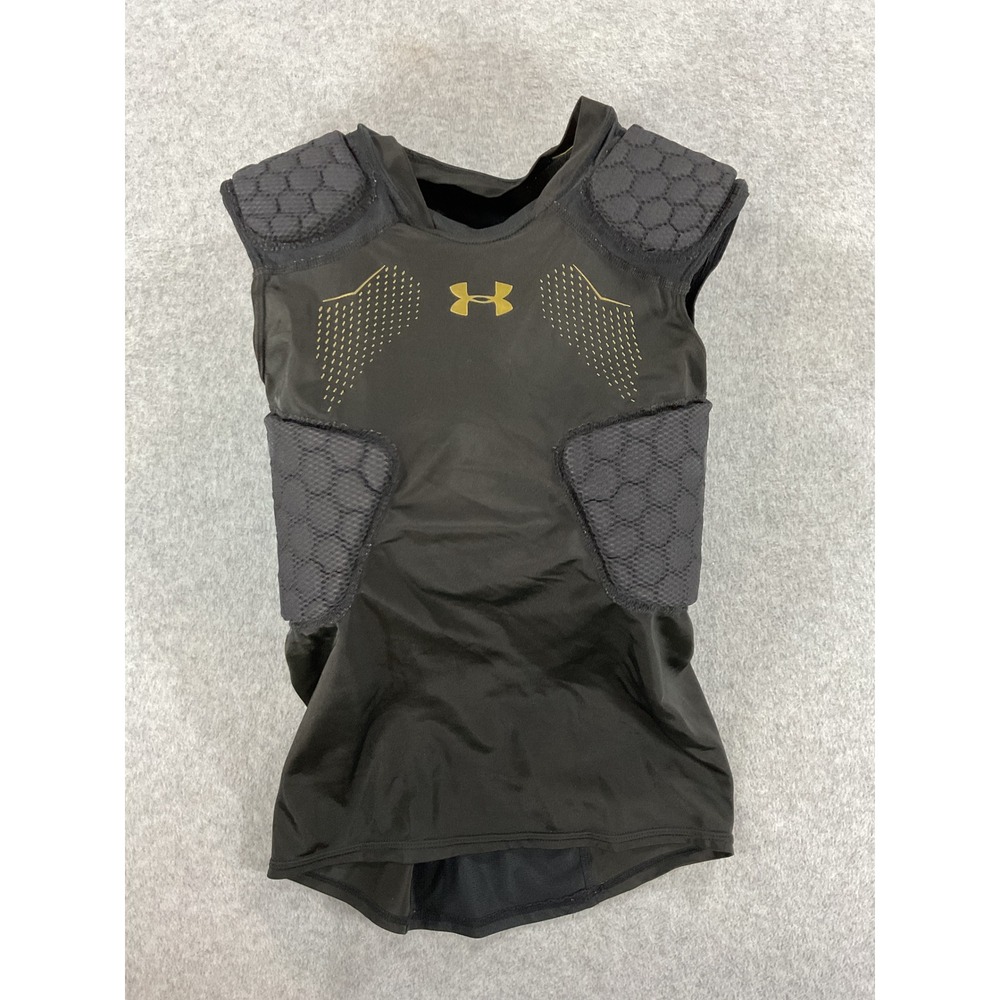 Under Armour Youth Medium Padded Football Compression Shirt Black HeatGear 2525